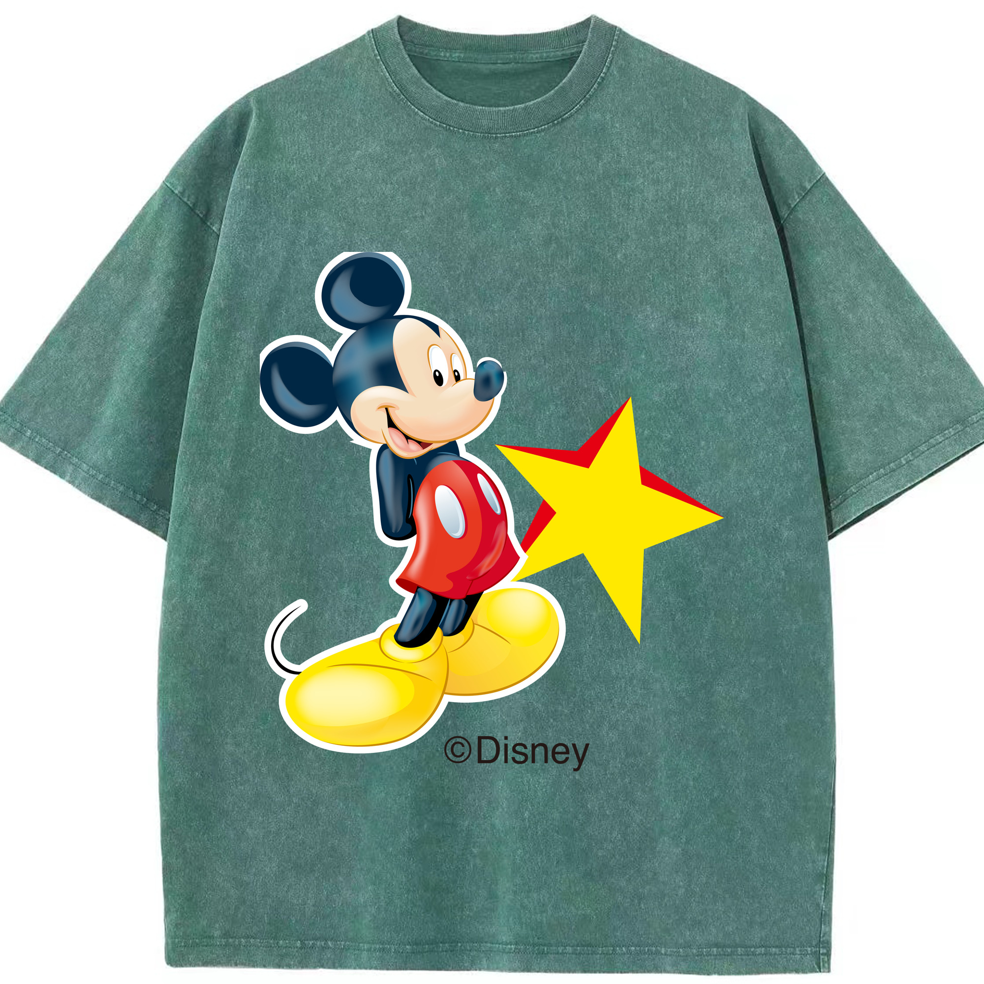 （画像用） ミッキーマウス Mickey Mouse 綿100% ヴィンテージ風 半袖Tシャツ（フロントプリント）
